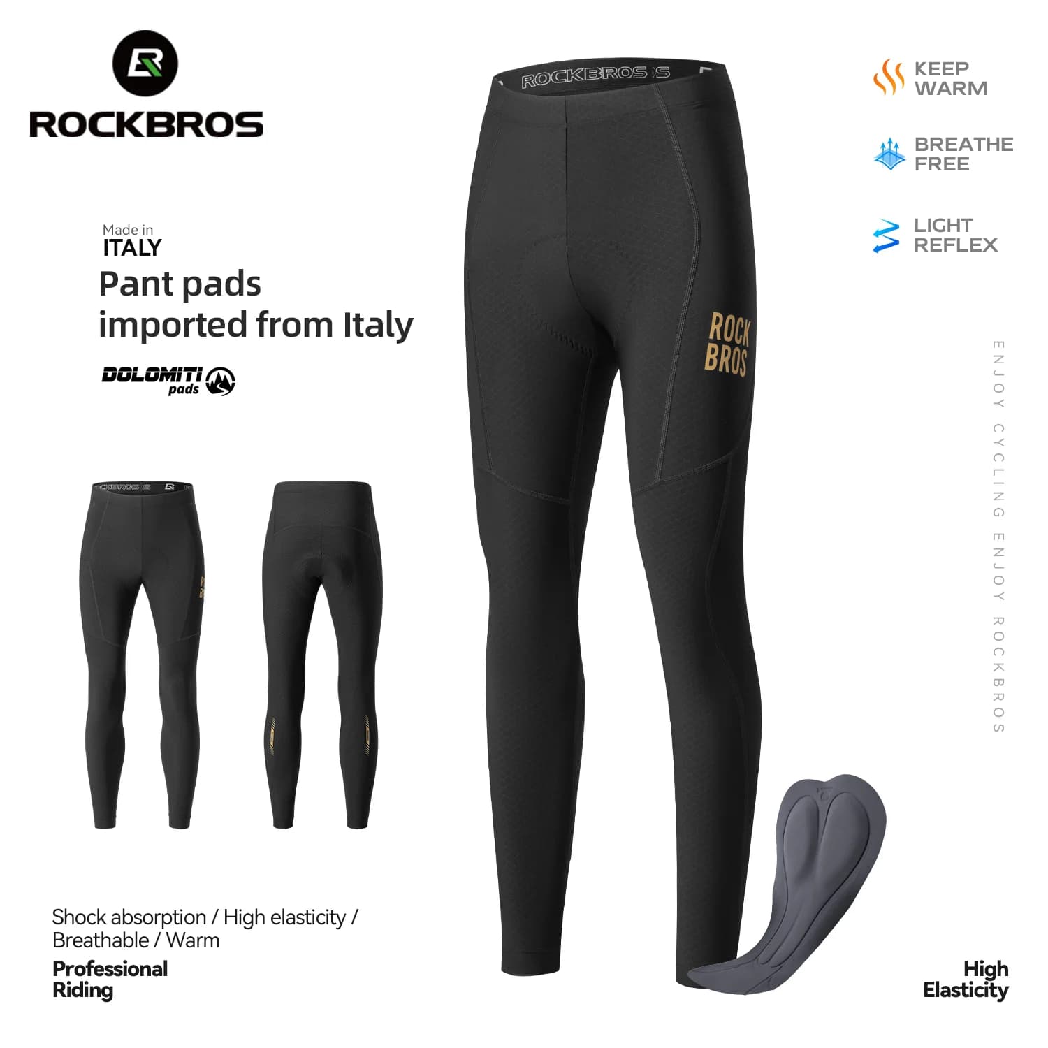 Thermische fleece winddichte lange fietsbroek